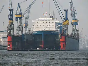 Blohm + Voss Dock 10, at the Port of Hamburg Germany