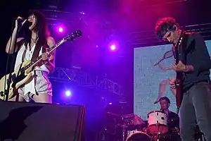 Blonde Redhead performing at the Coachella Valley Music and Arts Festival in Indio, California, United States
L-R: Kazu Makino, Simone N. Pace, Amedeo F. Pace