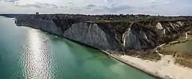 View of Cliffside and the Scarborough Bluffs from the southeast at Bluffer's Park