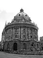 The Radcliffe Camera in Radcliffe Square, with the spire of St Mary's, the University church, behind.