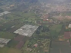 Aerial view of Cota and the Bogotá River