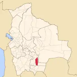 Location of Hernando Siles Province within Bolivia