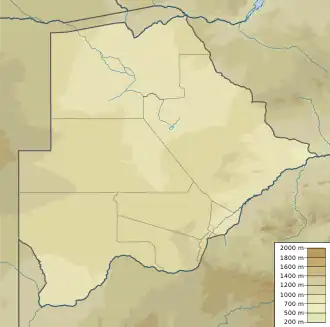 Location of the lakebed or lake depending on rainfall in Botswana.