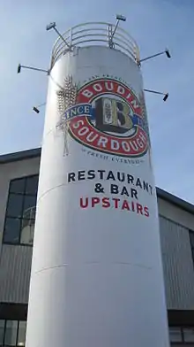 Concrete stack showing the bakery location at Fisherman's Wharf, San Francisco