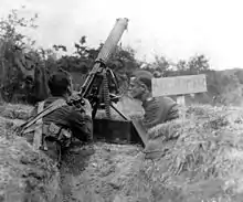 Vickers gun set up for anti-aircraft purposes during the First World War.