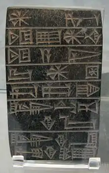 Rectangle stone tablet with cuneiform inscription