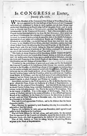 Image 17Broadside statement of Congress of the Colony of New Hampshire, referencing "sudden & abrupt departure" of Royal Governor John Wentworth, January 1776 (from History of New Hampshire)