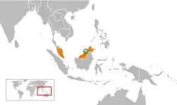 Map indicating locations of Brunei and Malaysia