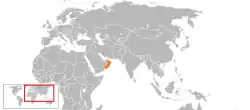 Map indicating locations of Brunei and Oman