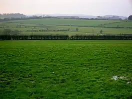 A view across fields and hedges