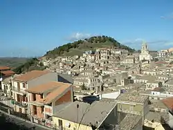 Wind farm in the background of Buccheri, Sicily