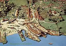 25 square foot model of the village and ship yard of Bucklers Hard