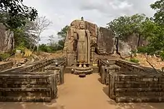 Image 4The Avukana Buddha statue, a 12-metre-tall (39 ft) standing Buddha statue from the reign of Dhatusena of Anuradhapura, 5th century (from Sri Lanka)