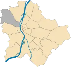 Map of Budapest highlighting district II