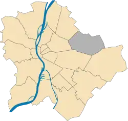 Location of District XVI in Budapest (shown in grey)