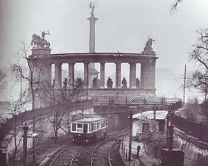 A train near the Hősök tere (before 1973)