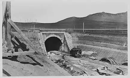 Nearly complete tunnel, with steel arch forms