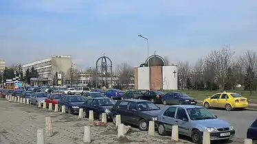 View of Studentski grad with the chapel and the polyclinic