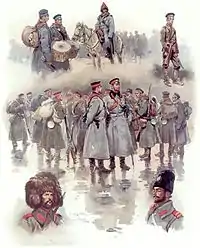 Bulgarian soldiers of the Balkan Wars, painted by Scott for L'Illustration.