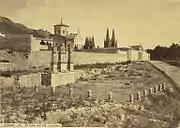 The terrain known as the "Solar del Cid", where his house was located. The monument was erected in 1784. Photo taken in Burgos, c. 1865–1892.