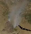 The Bush Fire burning in central Arizona on June 17, 2020 as seen from space