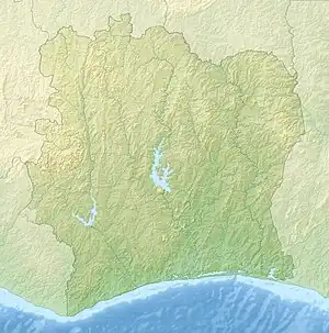 Map showing the location of N'Zo Partial Faunal Reserve