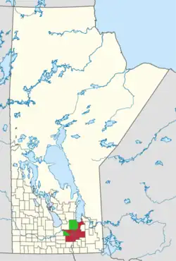 Red areas are part of the Statistics Canada CMA while green areas show other regions included in the wider WMR.