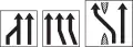 4.77 Information about routing of lanes (reducing from three to two lanes – two lanes from the right join the one lane – left lane is derouted to the other side of the motorway)