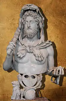 Commodus dressed as Hercules, c. 191 CE, in the late imperial "baroque" style