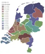 Municipal Health Service (GGD) regions by date of first COVID-19 infection