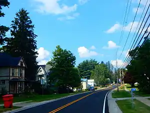 The hamlet of Hinsdale along County Route 26.