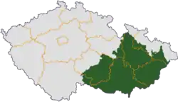 Map indicating the extent of Moravia within the Czech Republic