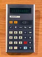 Adler 81S pocket calculator with vacuum fluorescent display (VFD) from the mid-1970s.