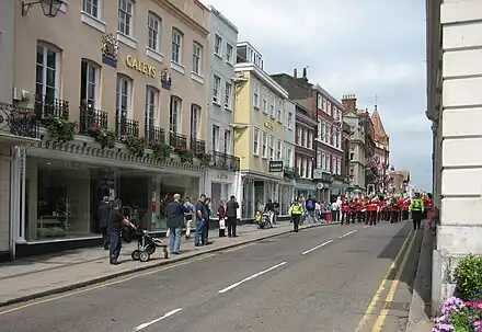 Street scene with department store.