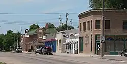 Cambridge looking west along Nasby Street (U.S. Highway 6/U.S. Highway 34)