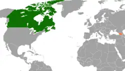 Map indicating locations of Canada and Georgia