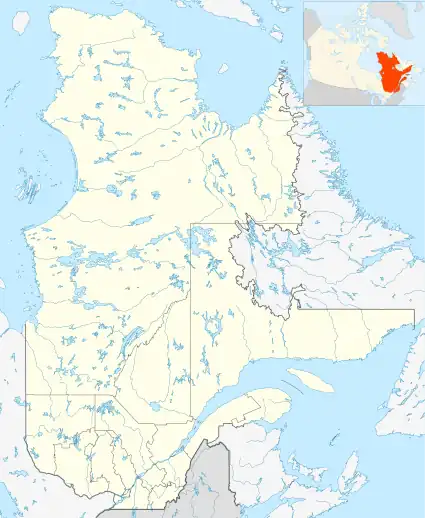 Map showing the location of Caribous-de-Val-d'Or Biodiversity Reserve