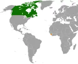 Map indicating locations of Canada and Sierra Leone