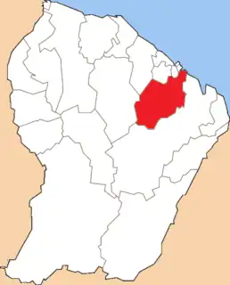 Location of the canton of Roura in French Guiana