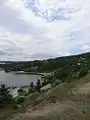 The shoreline of Bras d'Or Lake at Marble Mountain, Inverness Co.