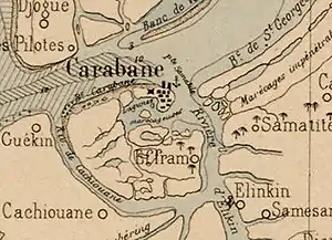 Carabane is an island on the Casamance River. It is surrounded by the villages of Samatit to the east, Elinkine to the southeast, Cachouane to the southwest, and Djogue to the northwest.