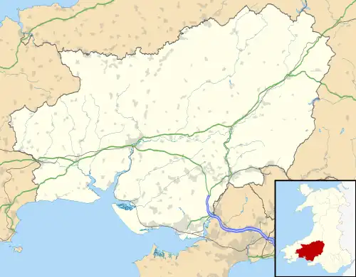 Carmel transmitting station is located in Carmarthenshire