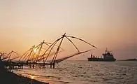 Cheena vala ("Chinese fishing nets") in Kerala, India