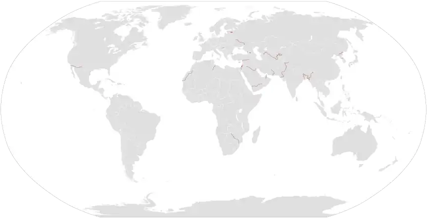 Separation barriers in the world, constructed or under construction