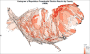 Cartogram of Republican presidential election results by county