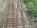 Double trap points with much longer rails, at Castle Cary railway station