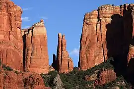 These saddle points or "gaps" may be reached via the steep Cathedral Rock trail.