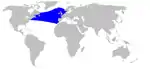 Sowerby's beaked whale range