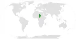 Map indicating locations of Chad and Republic of China