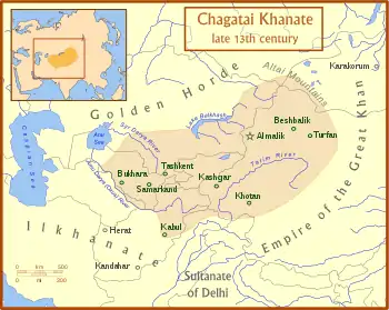 The Chagatai Khanate and its neighbors in the late 13th century